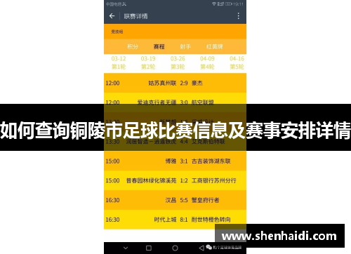 如何查询铜陵市足球比赛信息及赛事安排详情